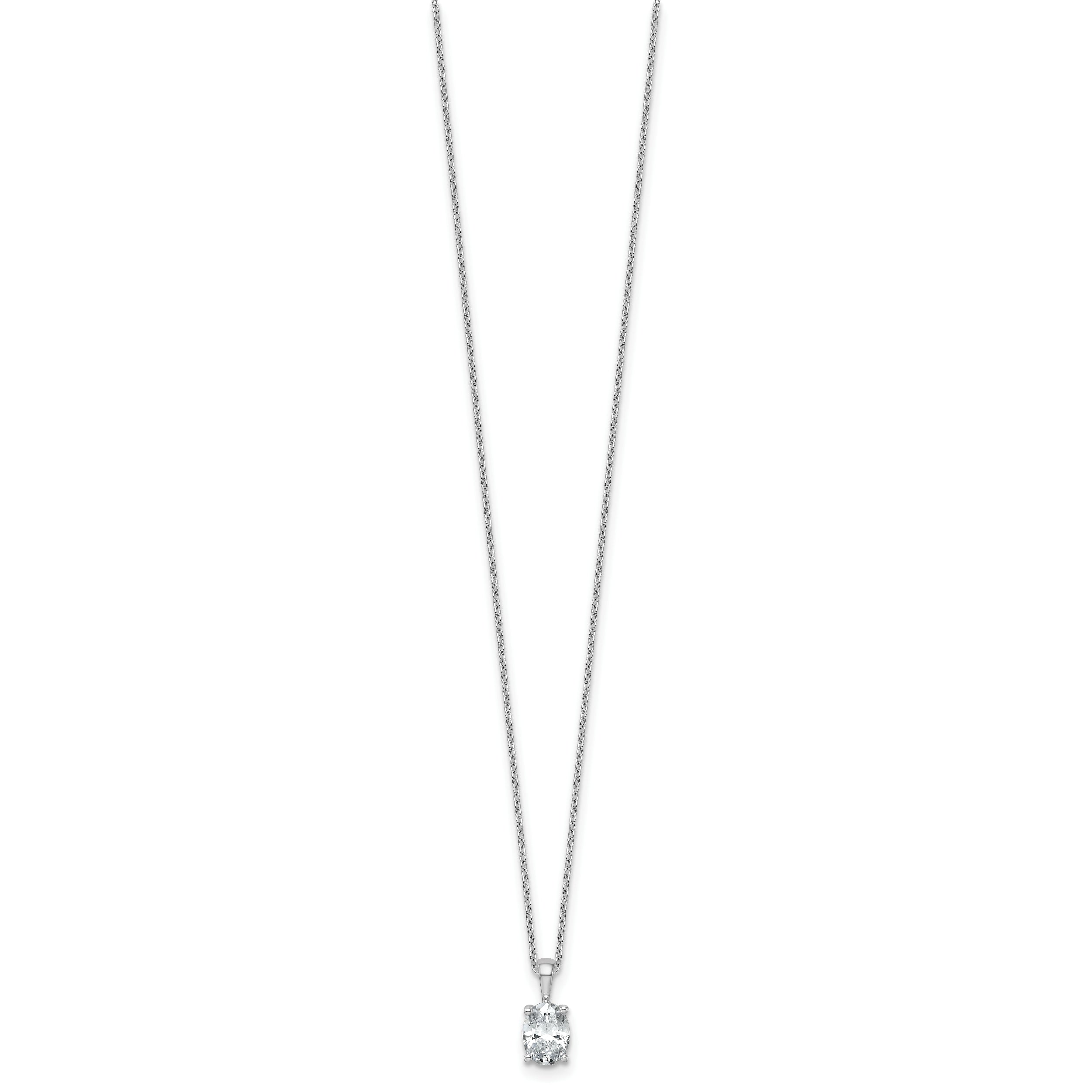 14k White Gold 1 carat Certified Lab Grown Diamond VS+ F+ Oval Complete 18 inch Four Prong Pendant Necklace