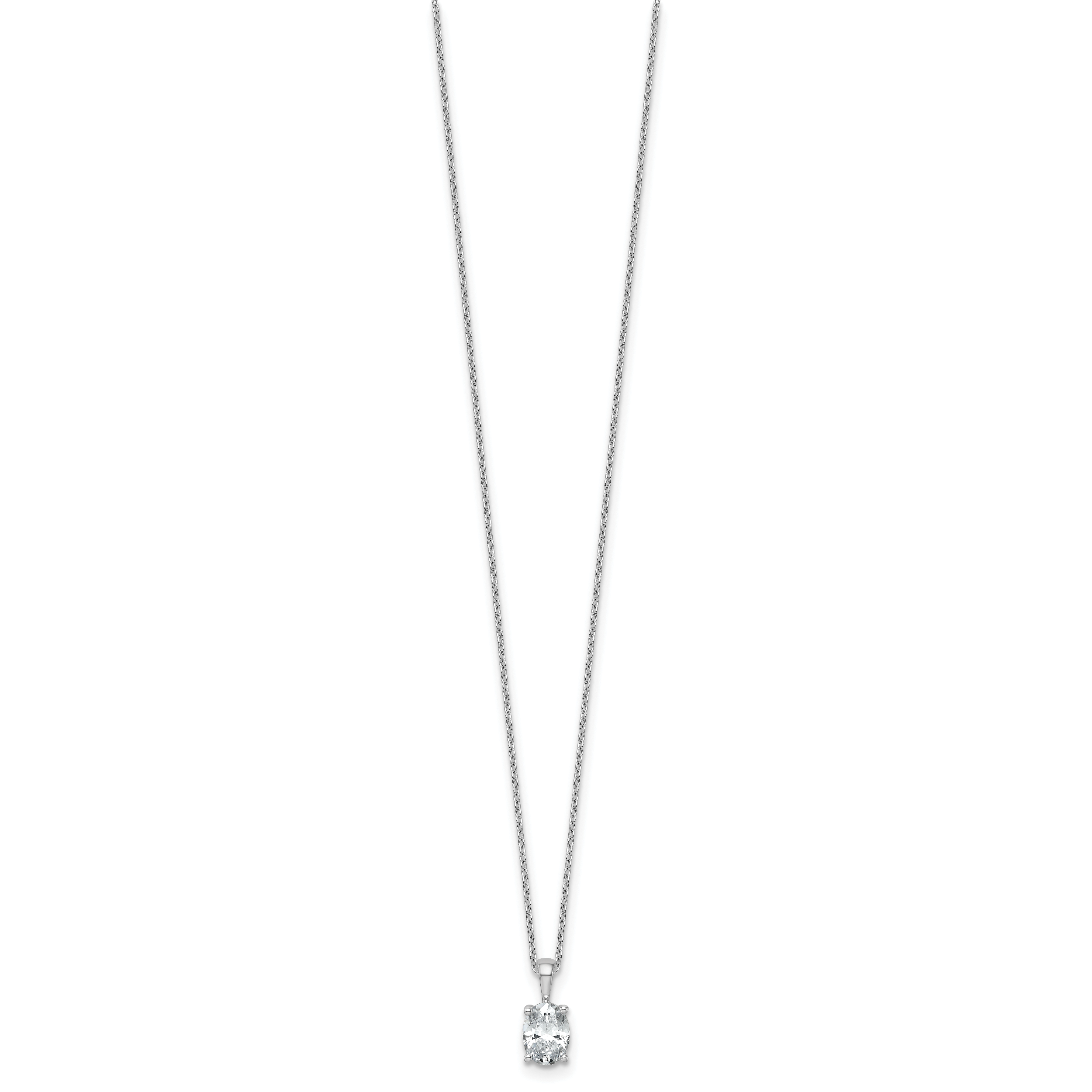 14k White Gold 1 carat Certified Lab Grown Diamond VS+ F+ Oval Complete 18 inch Four Prong Pendant Necklace