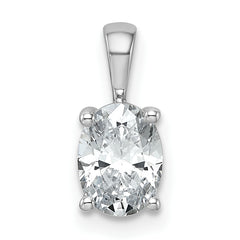 14k White Gold 1 carat Certified Lab Grown Diamond VS+ F+ Oval Complete Four Prong Pendant