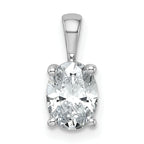 14k White Gold 1 carat Lab Grown Diamond VS+ F+ Oval Complete Four Prong Pendant