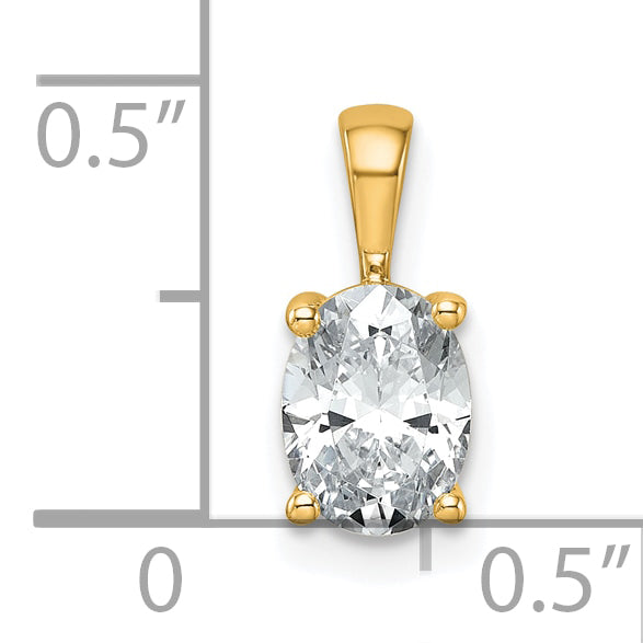 14k 1 carat Lab Grown Diamond VS/SI+ G+ Oval Complete Four Prong Pendant