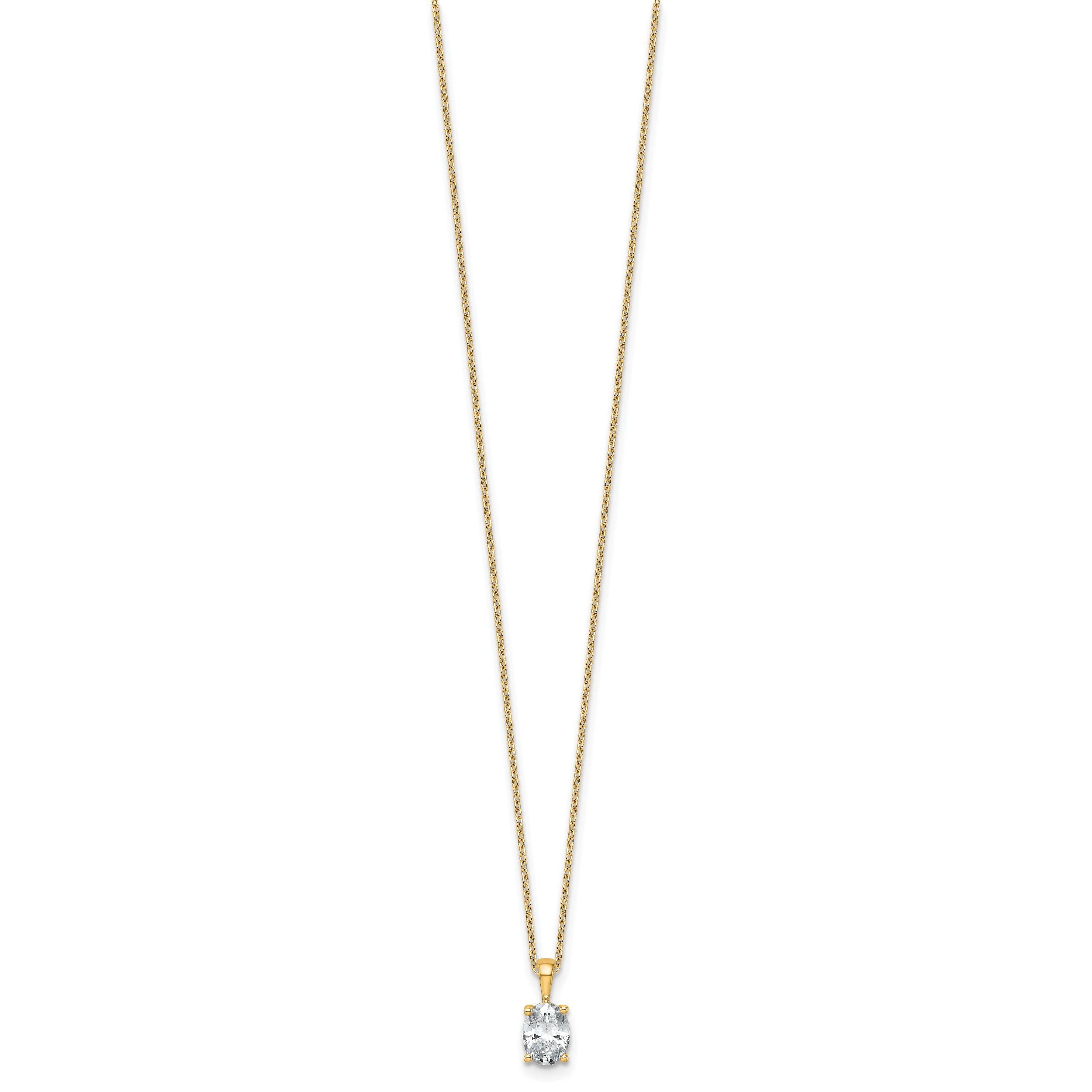 14k 1 carat Lab Grown Diamond VS+ F+ Oval Complete 18 inch Four Prong Pendant Necklace Secondary image