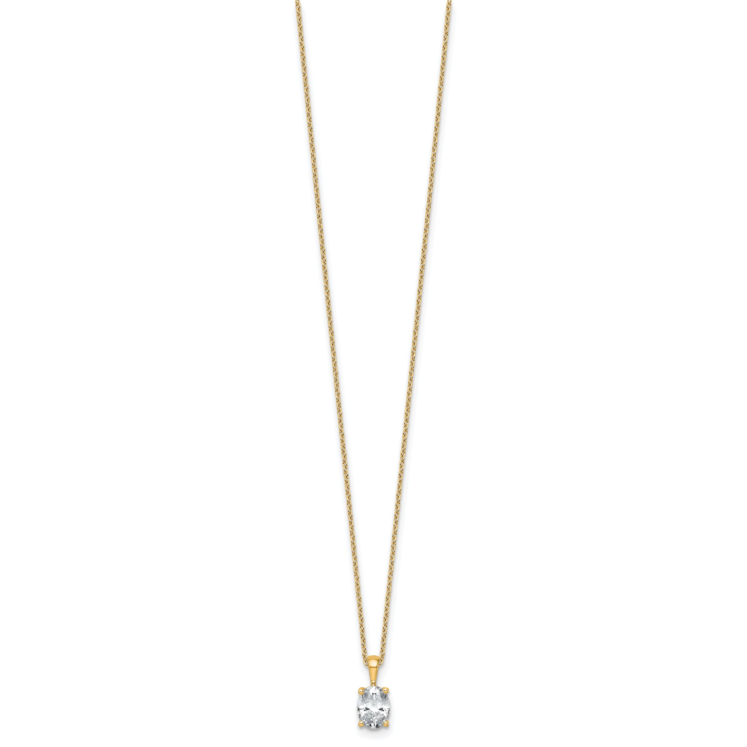14k 1 carat Certified Lab Grown Diamond VS+ F+ Oval Complete 18 inch Four Prong Pendant Necklace