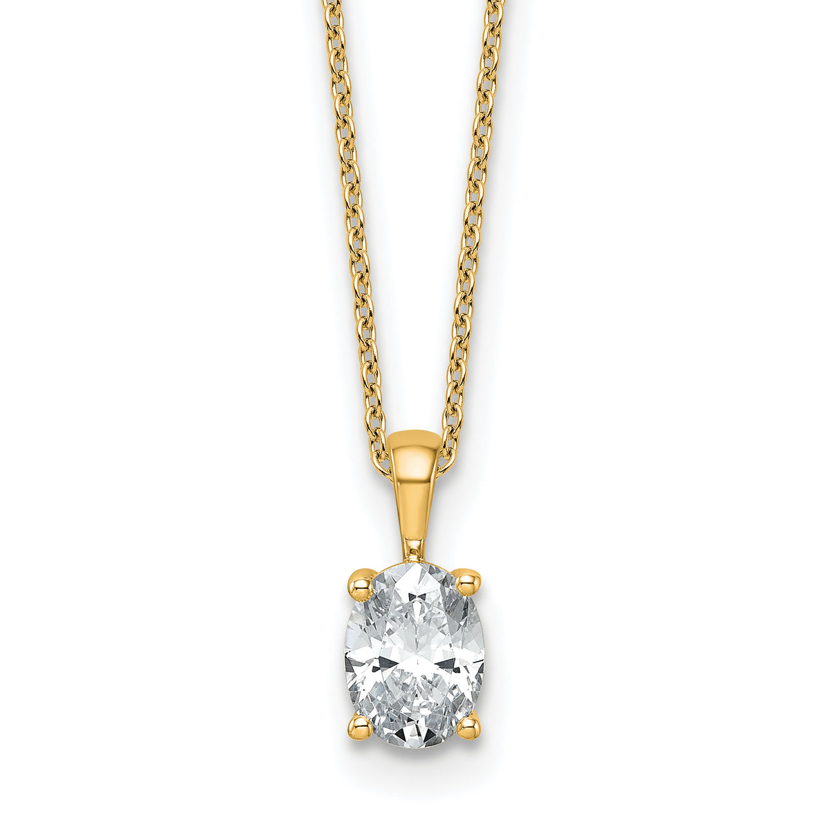 14k 1 carat Certified Lab Grown Diamond VS+ F+ Oval Complete 18 inch Four Prong Pendant Necklace