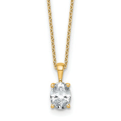 14k 1 carat Certified Lab Grown Diamond VS+ F+ Oval Complete 18 inch Four Prong Pendant Necklace