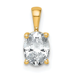 14k 1 carat Certified Lab Grown Diamond VS/SI+ G+ Oval Complete Four Prong Pendant