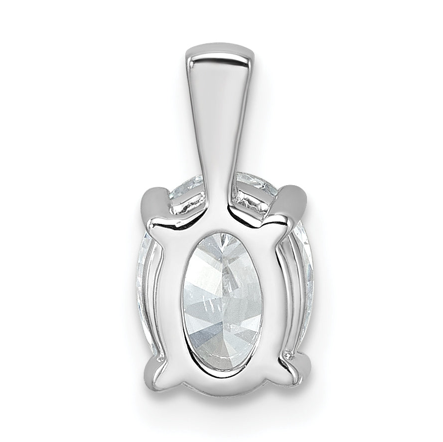 14k White Gold 1 1/2 carat Certified Lab Grown Diamond VS+ F+ Oval Complete Four Prong Pendant
