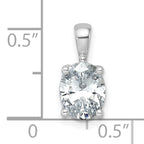 14k White Gold 1 1/2 carat Certified Lab Grown Diamond VS/SI+ G+ Oval Complete Four Prong Pendant