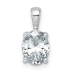 14k White Gold 1 1/2 carat Certified Lab Grown Diamond VS/SI+ G+ Oval Complete Four Prong Pendant
