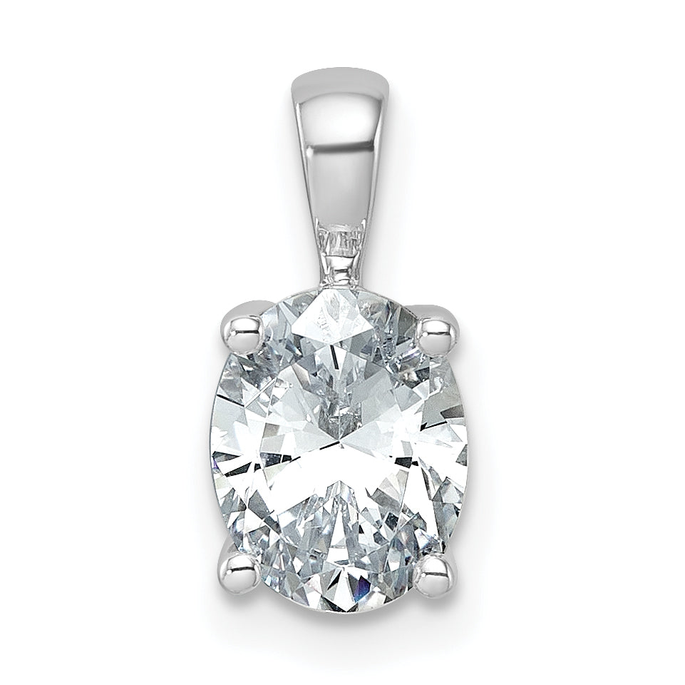 14k White Gold 1 1/2 carat Lab Grown Diamond VS/SI+ G+ Oval Complete Four Prong Pendant Main image