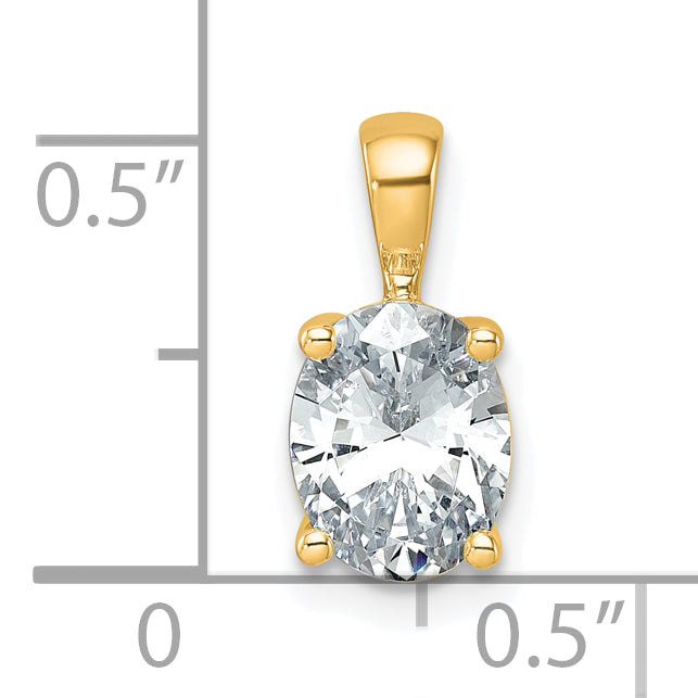 14k 1 1/2 carat Lab Grown Diamond VS/SI+ G+ Oval Complete Four Prong Pendant