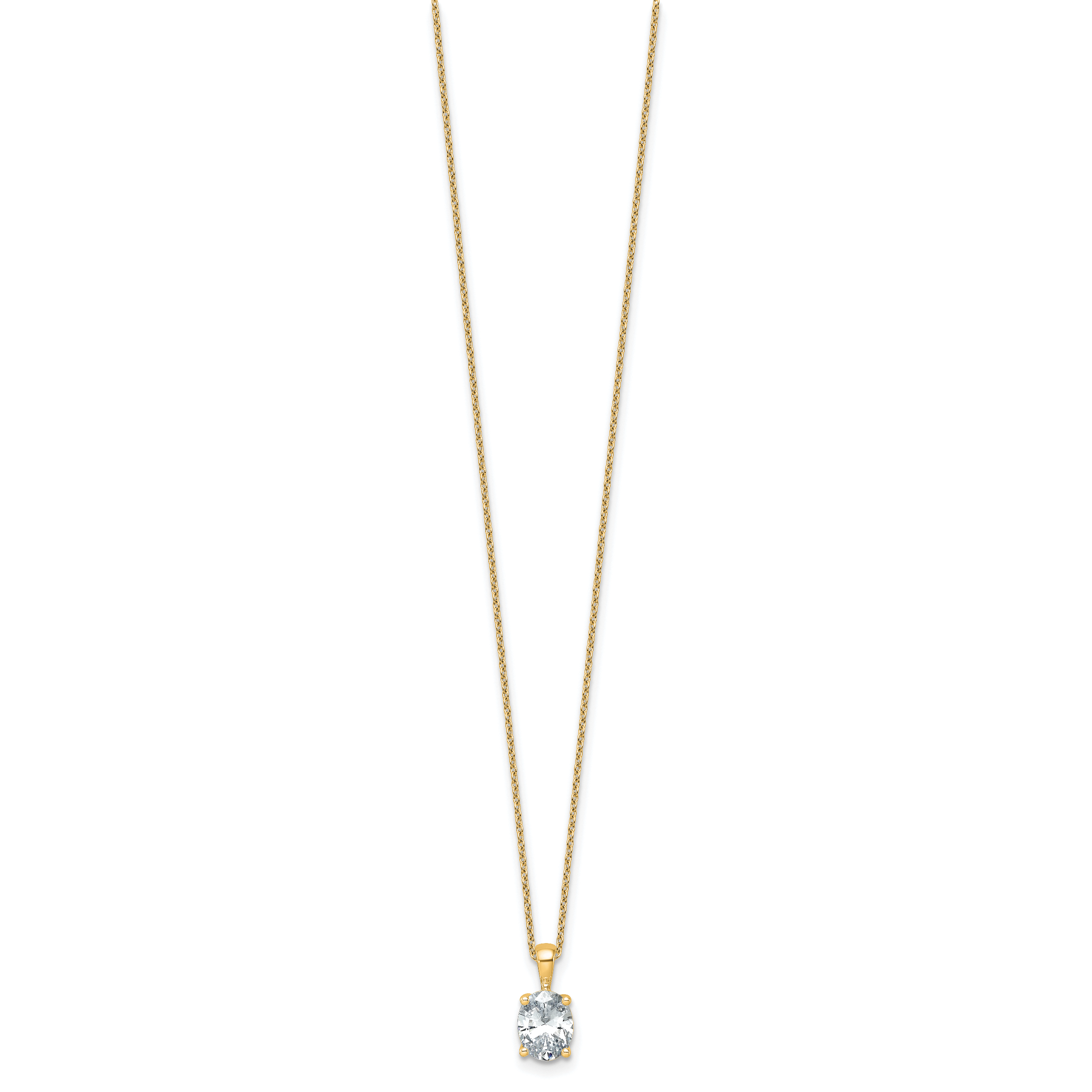 14k 1 1/2 carat Certified Lab Grown Diamond VS/SI+ G+ Oval Complete 18 inch Four Prong Pendant Necklace