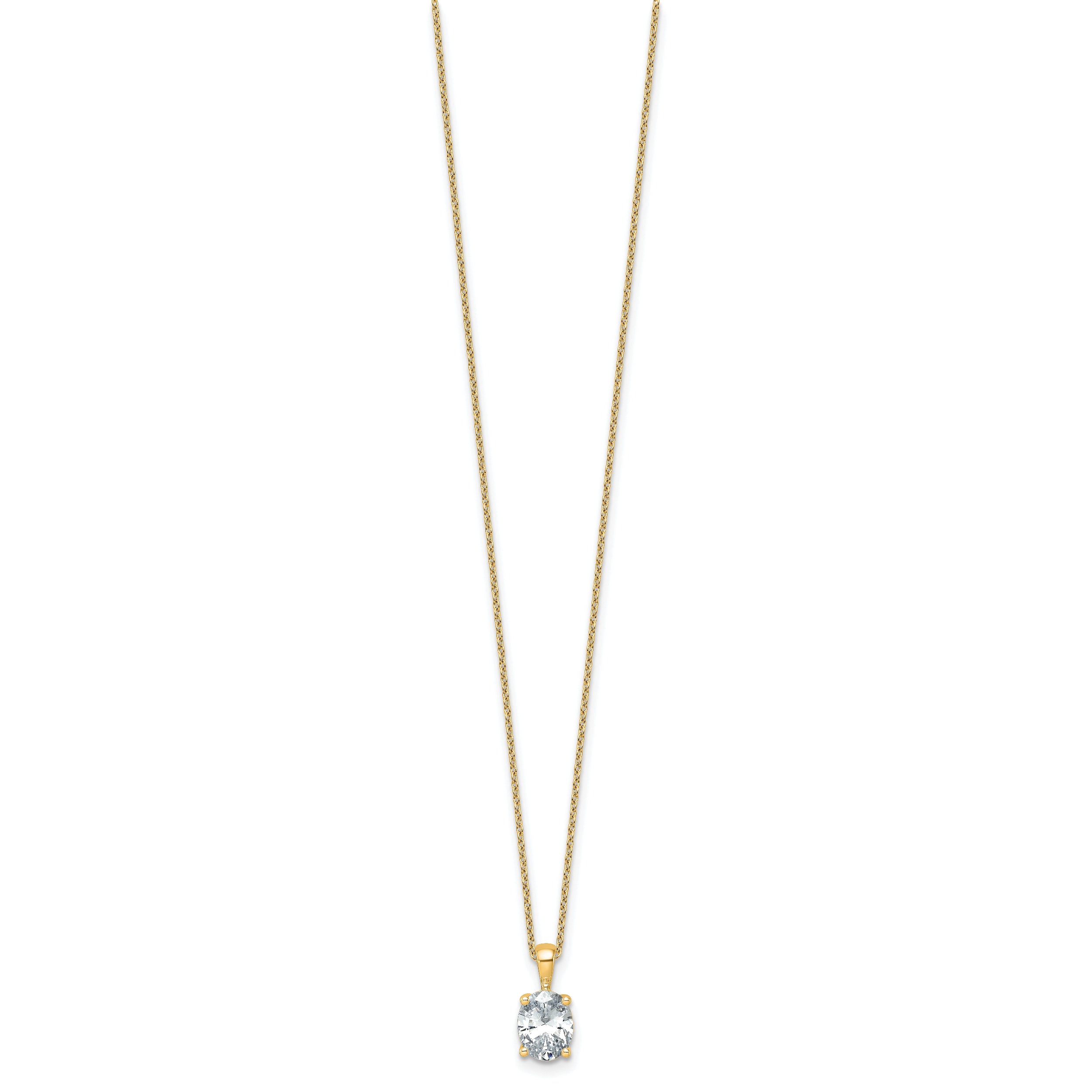 14k 1 1/2 carat Certified Lab Grown Diamond VS+ F+ Oval Complete 18 inch Four Prong Pendant Necklace