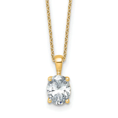 14k 1 1/2 carat Certified Lab Grown Diamond VS+ F+ Oval Complete 18 inch Four Prong Pendant Necklace