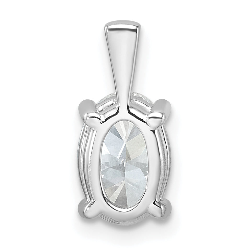 14k White Gold 2 carat Lab Grown Diamond VS+ F+ Oval Complete Four Prong Pendant