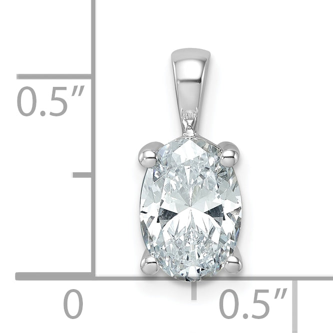 14k White Gold 2 carat Lab Grown Diamond VS+ F+ Oval Complete Four Prong Pendant