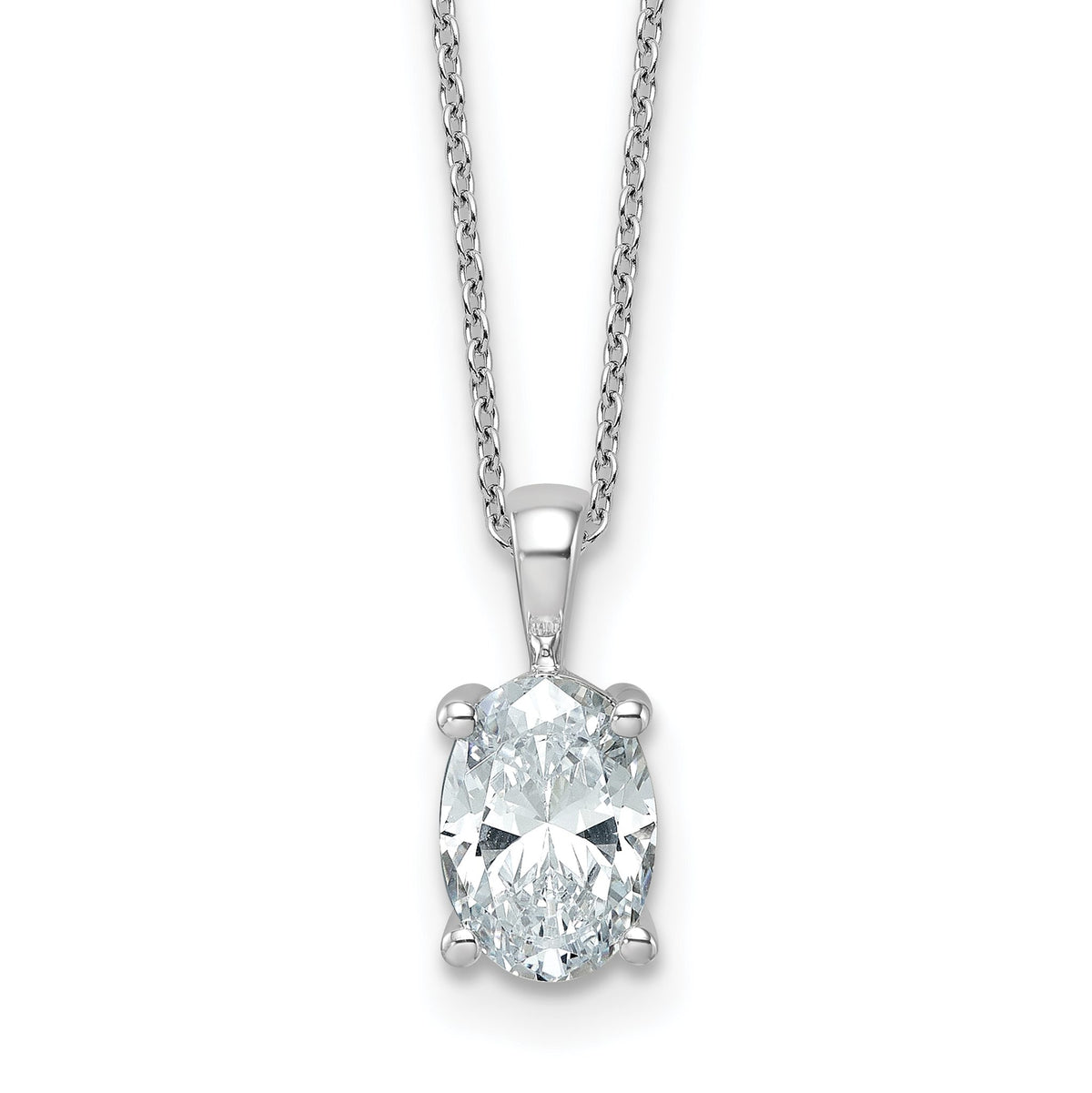 Oval Lab-Grown Diamond Necklace in 14K White Gold (2 ct. tw., VS/SI+ G+), 18 Inch - Sophia Jewelers Main image