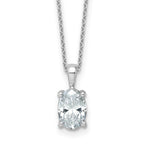 14k White Gold 2 carat Certified Lab Grown Diamond VS/SI+ G+ Oval Complete 18 inch Four Prong Pendant Necklace