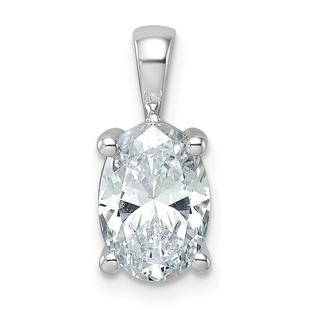 14k White Gold 2 carat Lab Grown Diamond VS/SI+ G+ Oval Complete Four Prong Pendant Main image