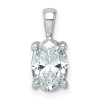 14k White Gold 2 carat Lab Grown Diamond VS/SI+ G+ Oval Complete Four Prong Pendant