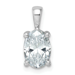 14k White Gold 2 carat Certified Lab Grown Diamond VS/SI+ G+ Oval Complete Four Prong Pendant