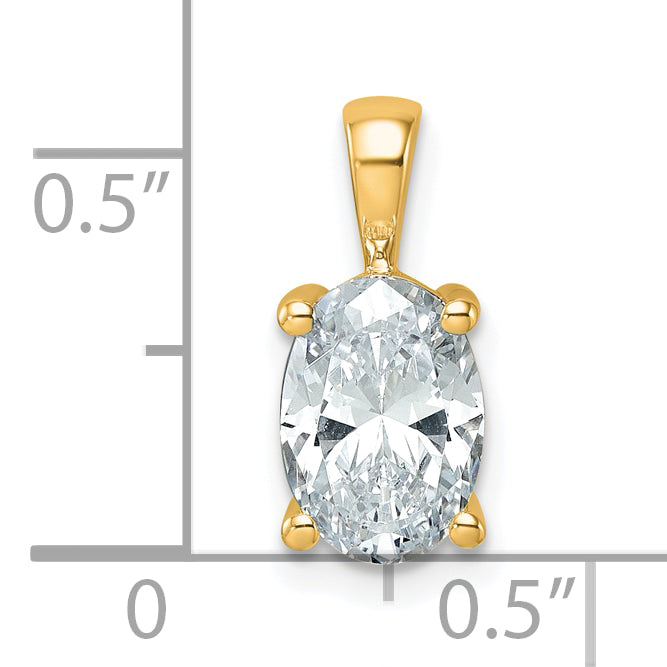 14k 2 carat Lab Grown Diamond VS+ F+ Oval Complete Four Prong Pendant