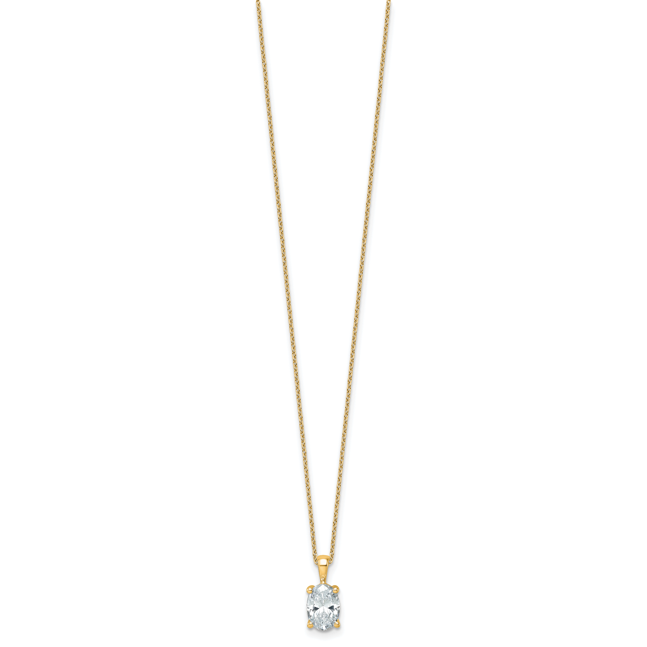 14k 2 carat Lab Grown Diamond VS+ F+ Oval Complete 18 inch Four Prong Pendant Necklace Secondary image
