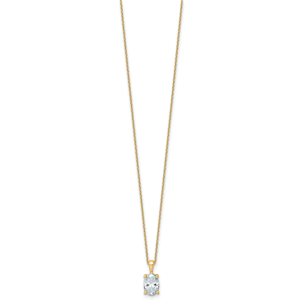 14k 2 carat Lab Grown Diamond VS/SI+ G+ Oval Complete 18 inch Four Prong Pendant Necklace