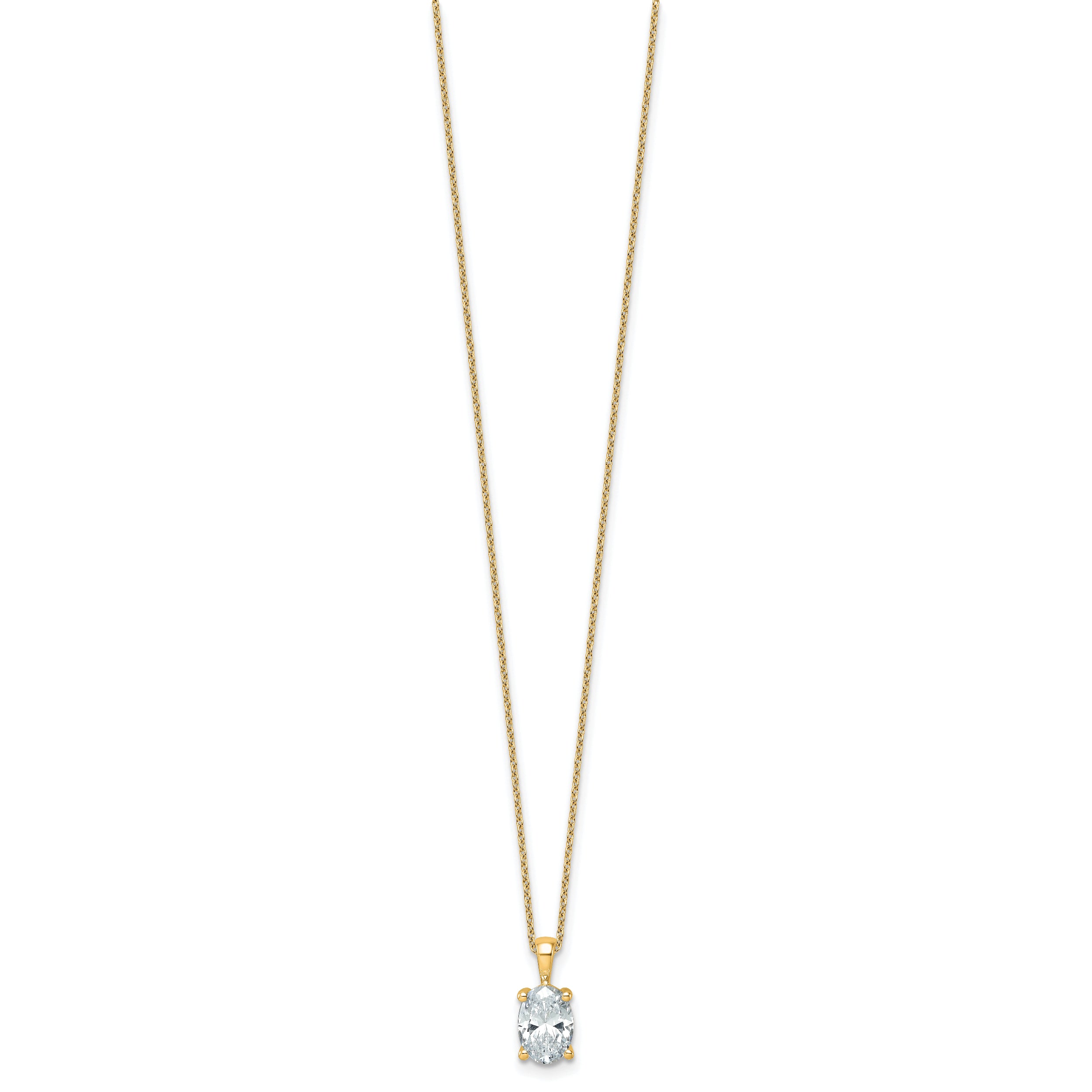 14k 2 carat Certified Lab Grown Diamond VS+ F+ Oval Complete 18 inch Four Prong Pendant Necklace
