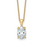 14k 2 carat Lab Grown Diamond VS+ F+ Oval Complete 18 inch Four Prong Pendant Necklace