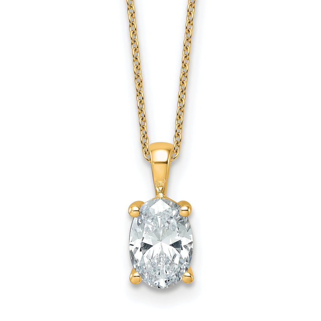 14k 2 carat Certified Lab Grown Diamond VS+ F+ Oval Complete 18 inch Four Prong Pendant Necklace