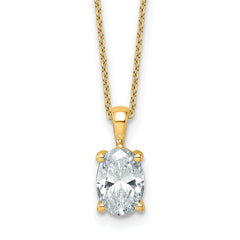 14k 2 carat Certified Lab Grown Diamond VS+ F+ Oval Complete 18 inch Four Prong Pendant Necklace