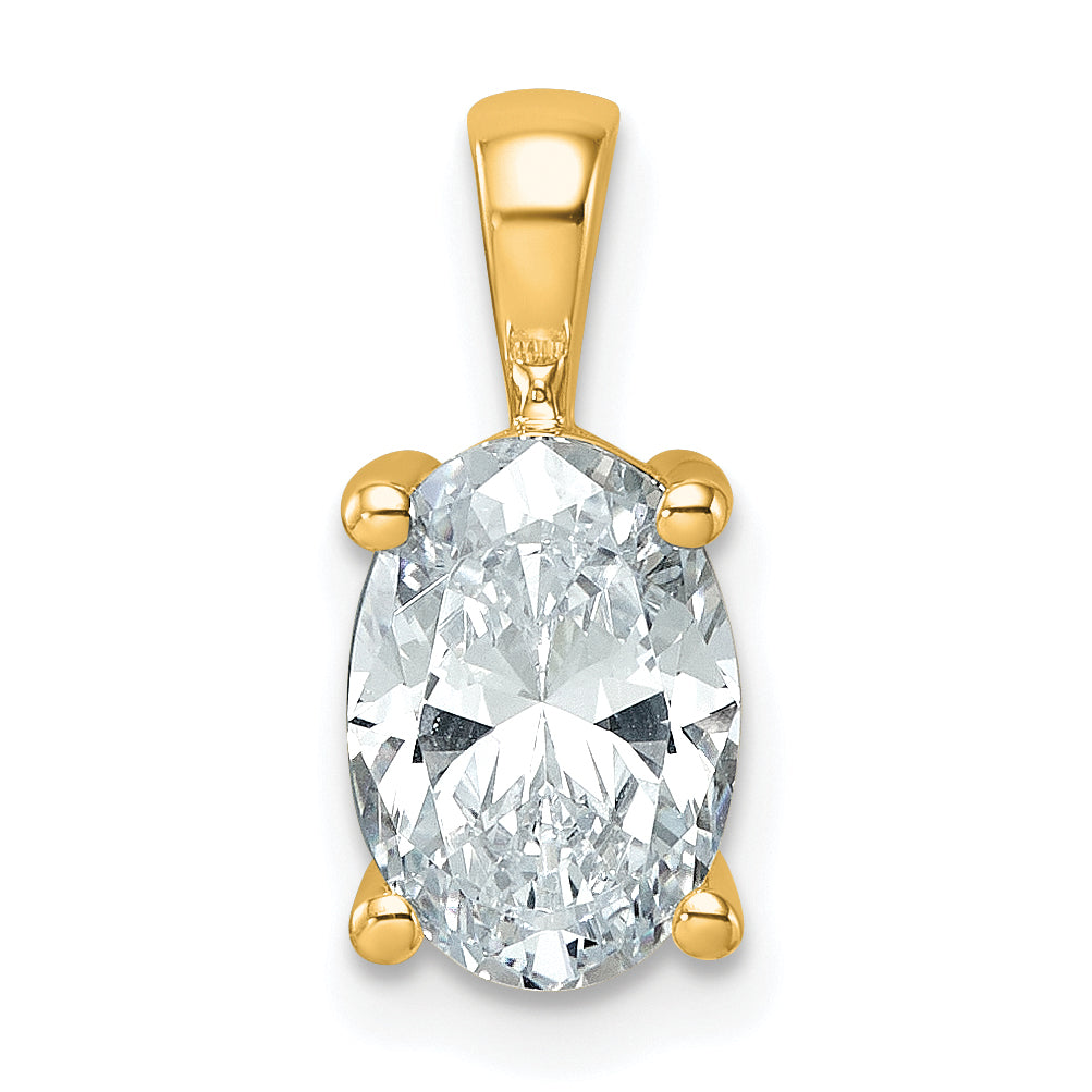 14k 2 carat Lab Grown Diamond VS/SI+ G+ Oval Complete Four Prong Pendant