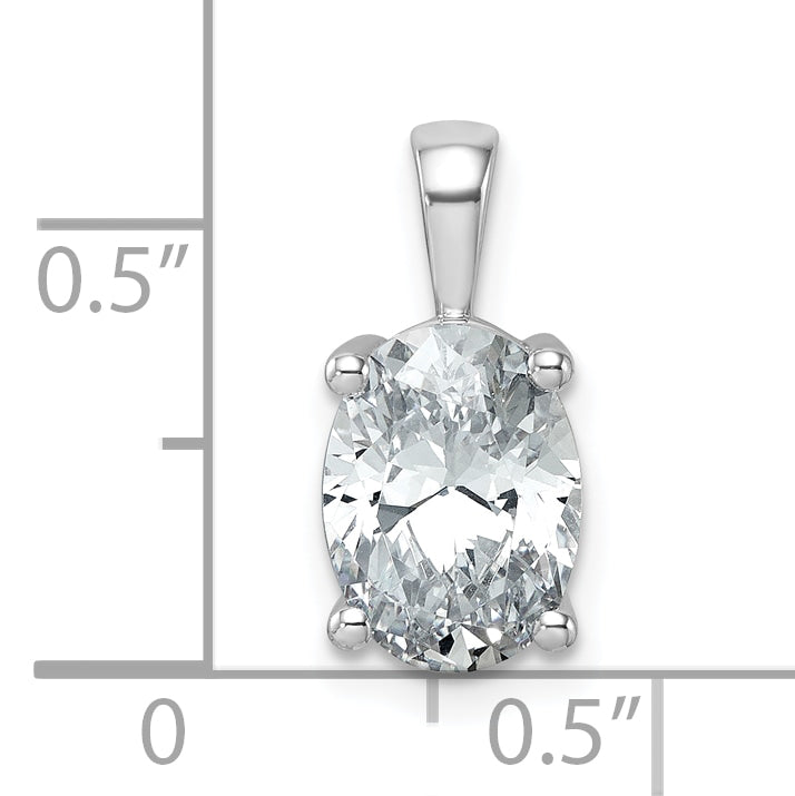 14k White Gold 2 1/2 carat Certified Lab Grown Diamond VS/SI+ G+ Oval Complete Four Prong Pendant
