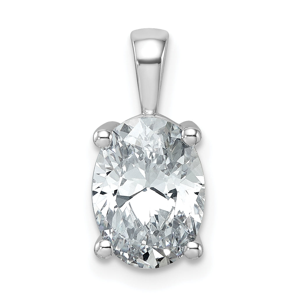 14k White Gold 2 1/2 carat Certified Lab Grown Diamond VS/SI+ G+ Oval Complete Four Prong Pendant