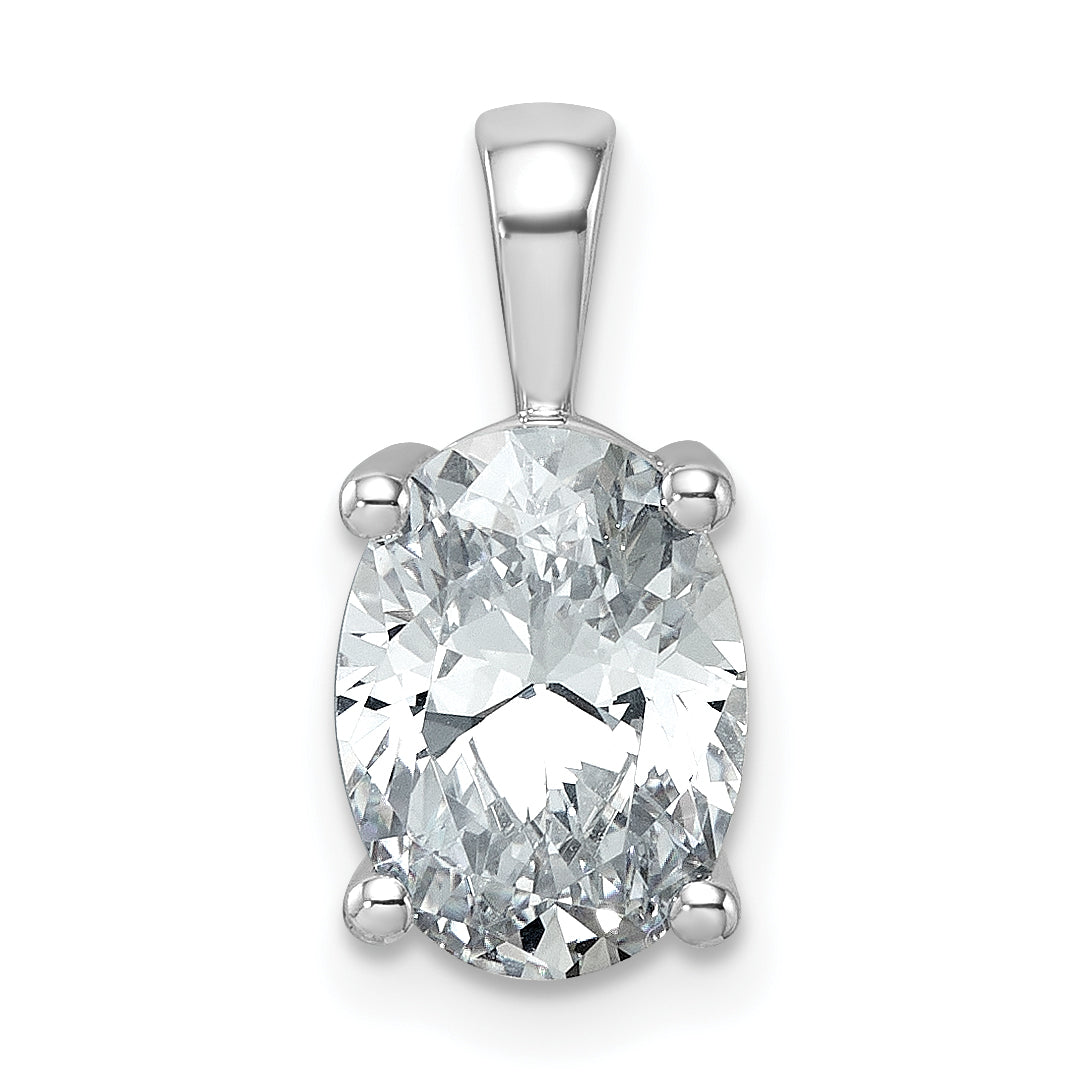 14k White Gold 2 1/2 carat Lab Grown Diamond VS/SI+ G+ Oval Complete Four Prong Pendant