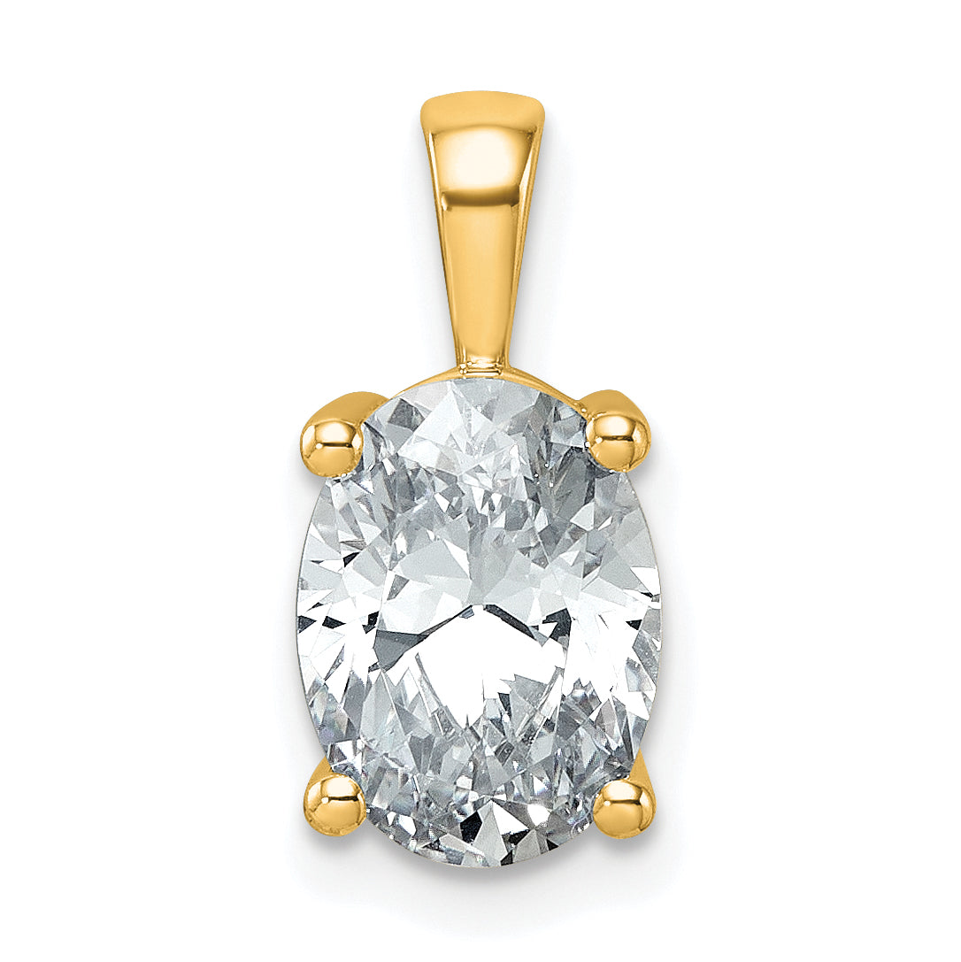 14k 2 1/2 carat Lab Grown Diamond VS+ F+ Oval Complete Four Prong Pendant