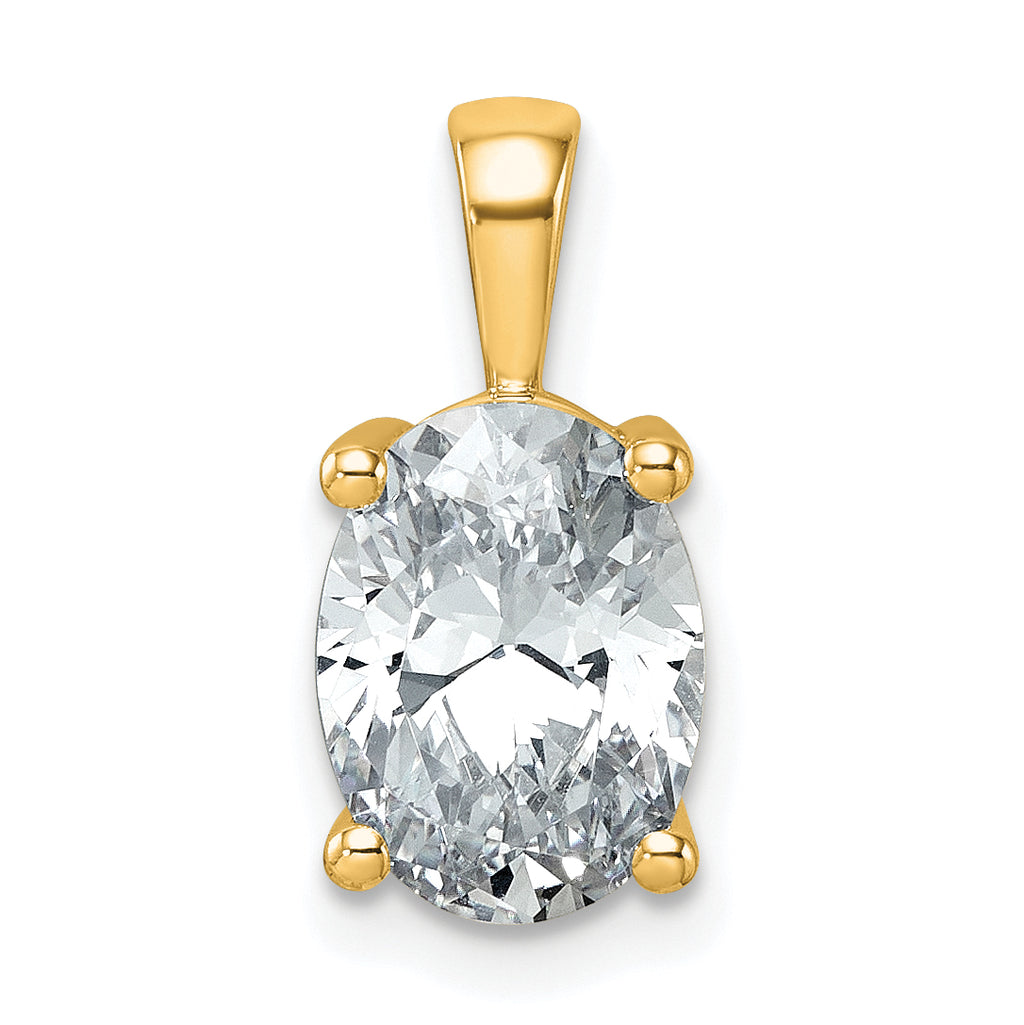 14k 2 1/2 carat Certified Lab Grown Diamond VS+ F+ Oval Complete Four Prong Pendant