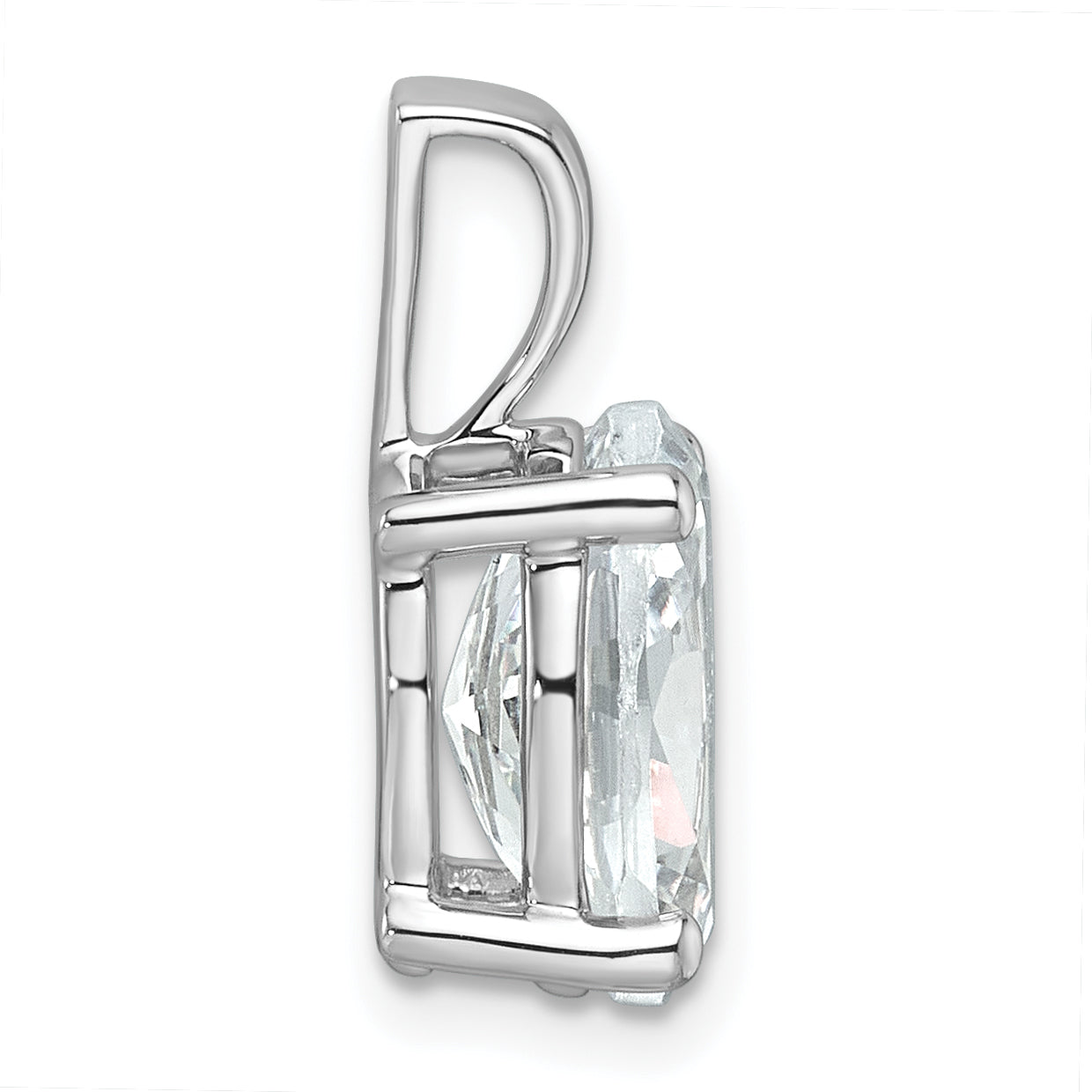 14k White Gold 3 carat Certified Lab Grown Diamond VS/SI+ G+ Oval Complete Four Prong Pendant
