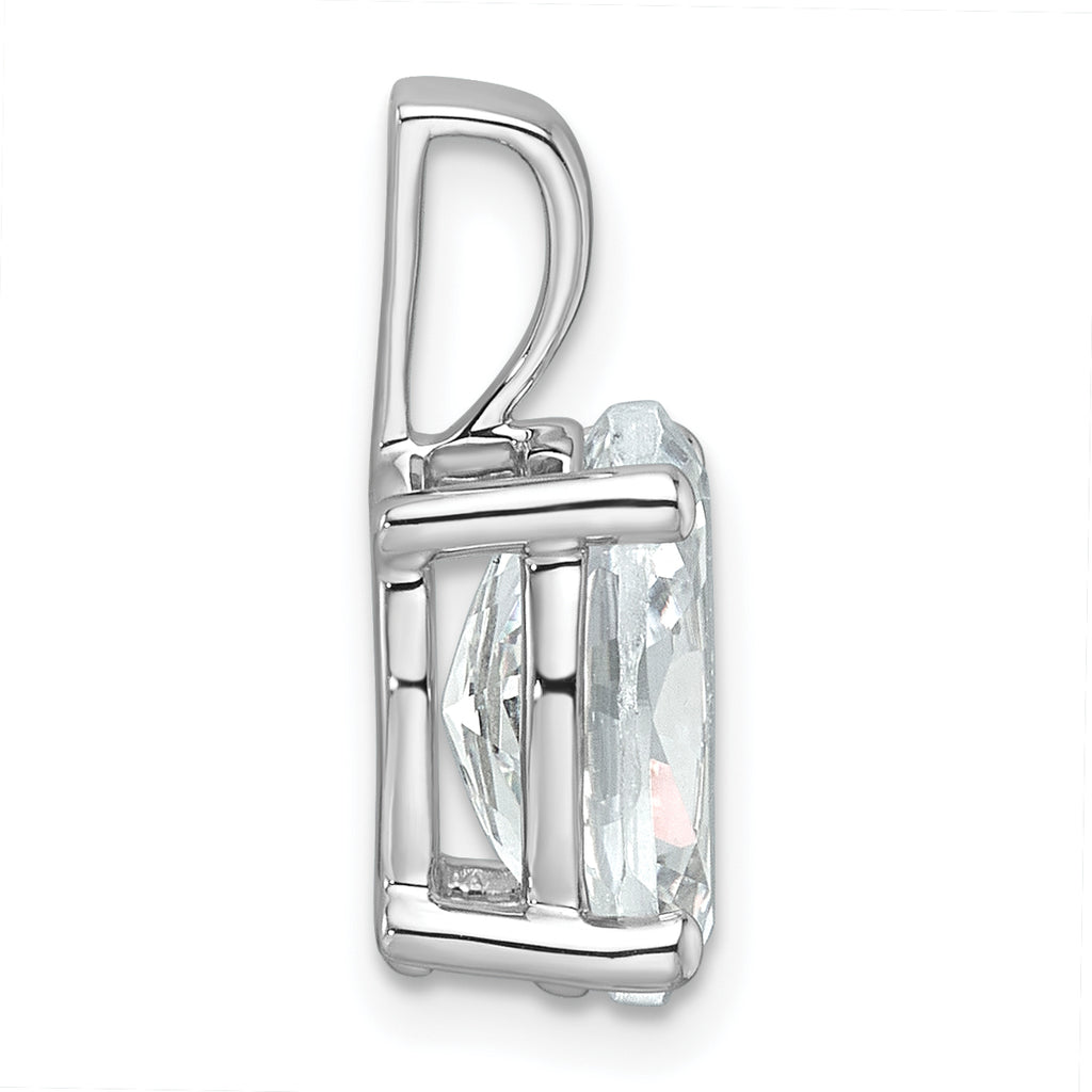 14k White Gold 3 carat Lab Grown Diamond VS/SI+ G+ Oval Complete Four Prong Pendant
