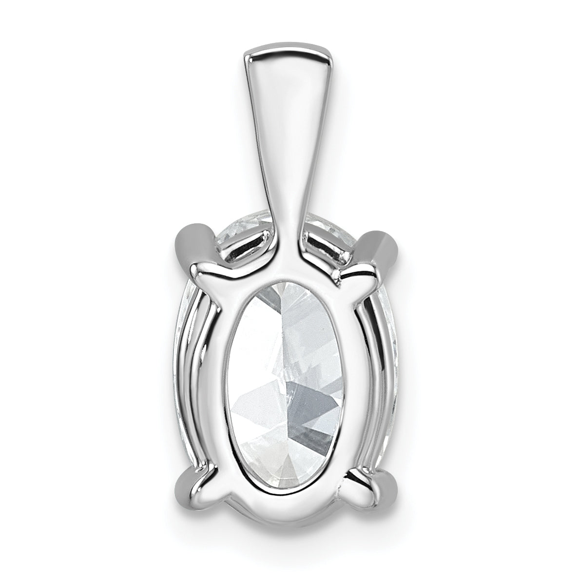 14k White Gold 3 carat Lab Grown Diamond VS/SI+ G+ Oval Complete Four Prong Pendant