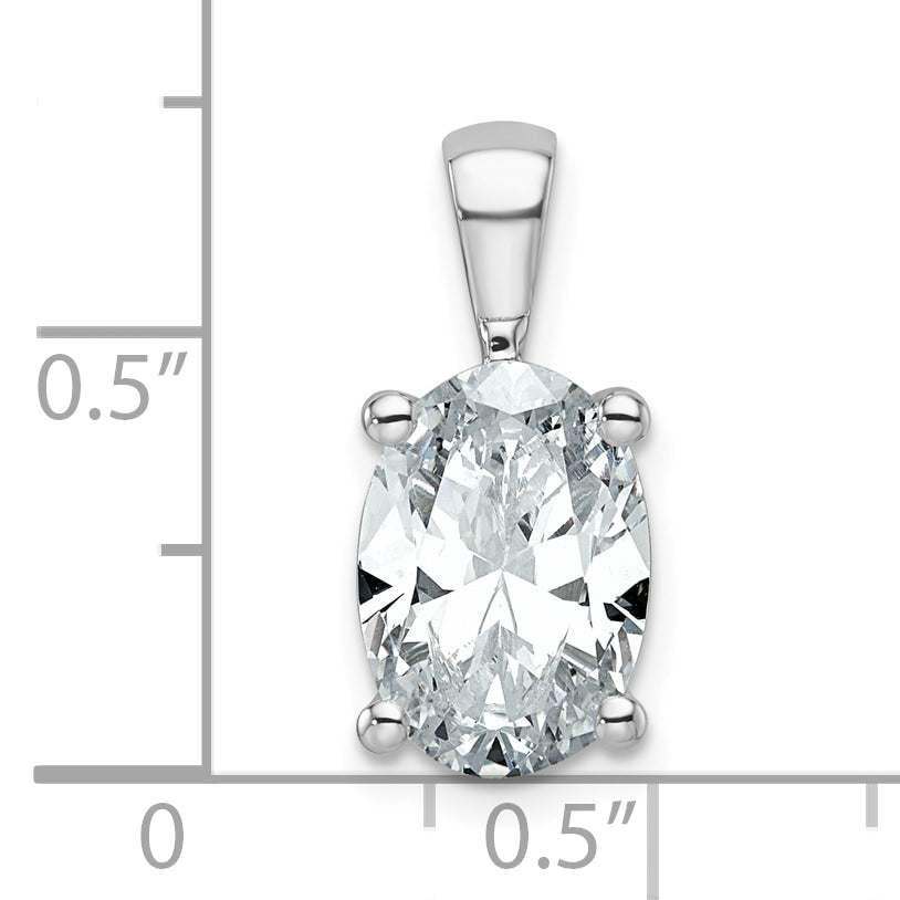 14k White Gold 3 carat Lab Grown Diamond VS/SI+ G+ Oval Complete Four Prong Pendant