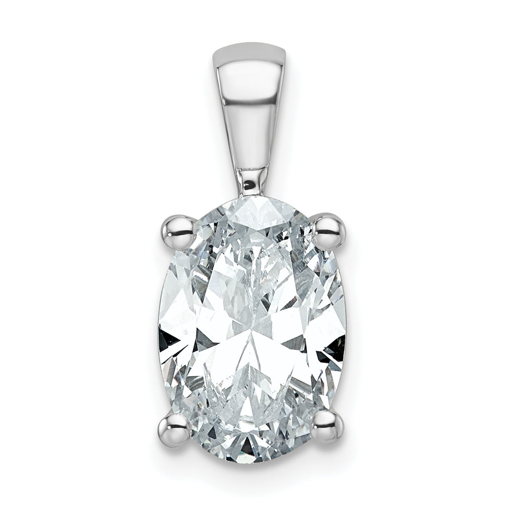 14k White Gold 3 carat Lab Grown Diamond VS/SI+ G+ Oval Complete Four Prong Pendant