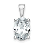 14k White Gold 3 carat Lab Grown Diamond VS/SI+ G+ Oval Complete Four Prong Pendant