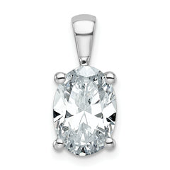 14k White Gold 3 carat Certified Lab Grown Diamond VS/SI+ G+ Oval Complete Four Prong Pendant
