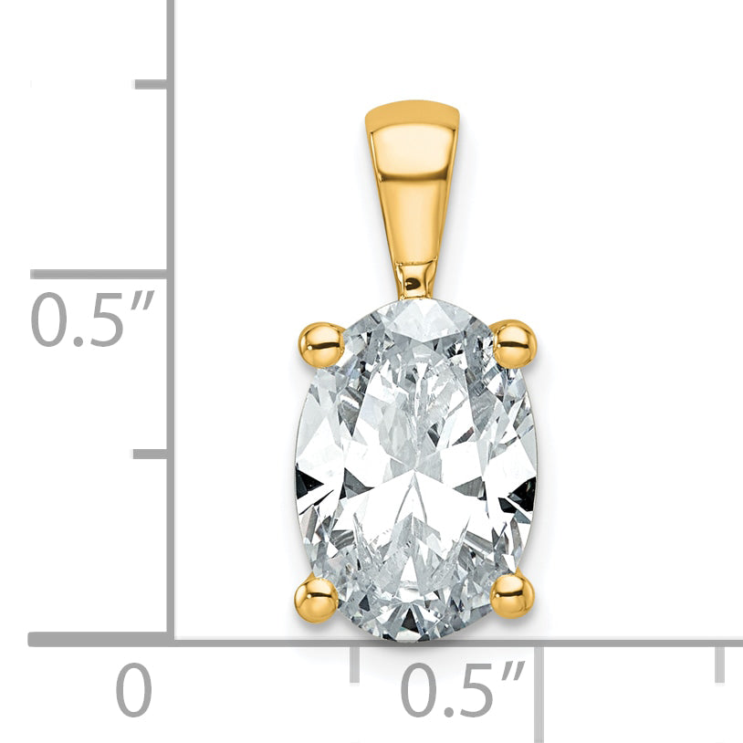 14k 3 carat Certified Lab Grown Diamond VS/SI+ G+ Oval Complete Four Prong Pendant