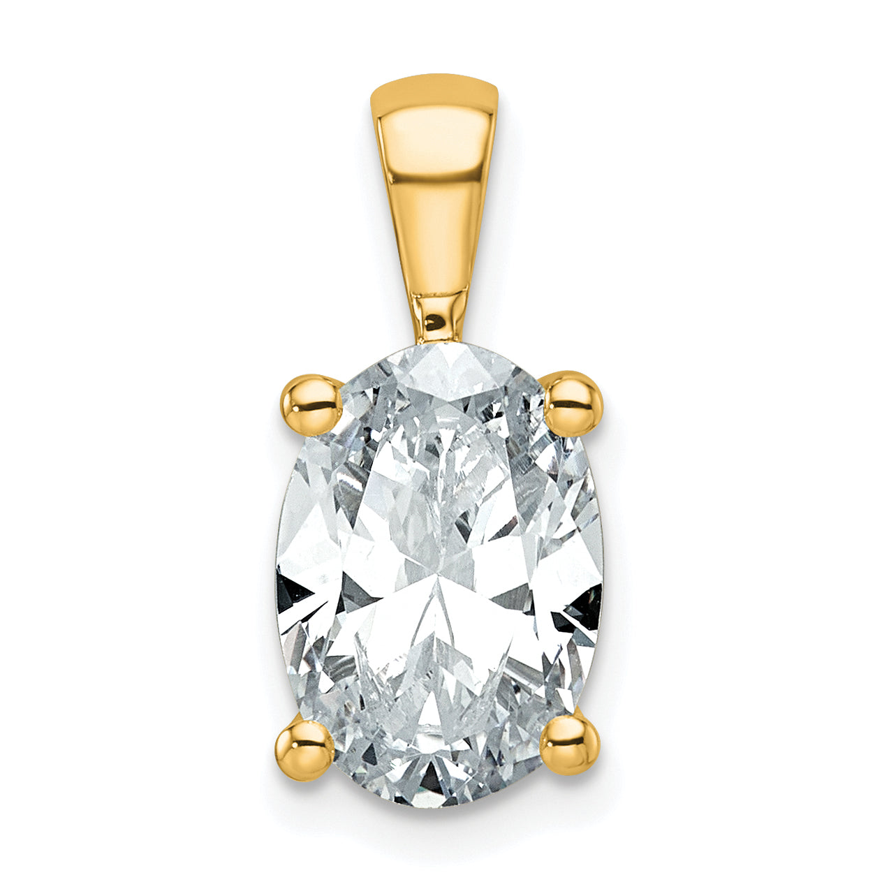 14k 3 carat Certified Lab Grown Diamond VS/SI+ G+ Oval Complete Four Prong Pendant Main image