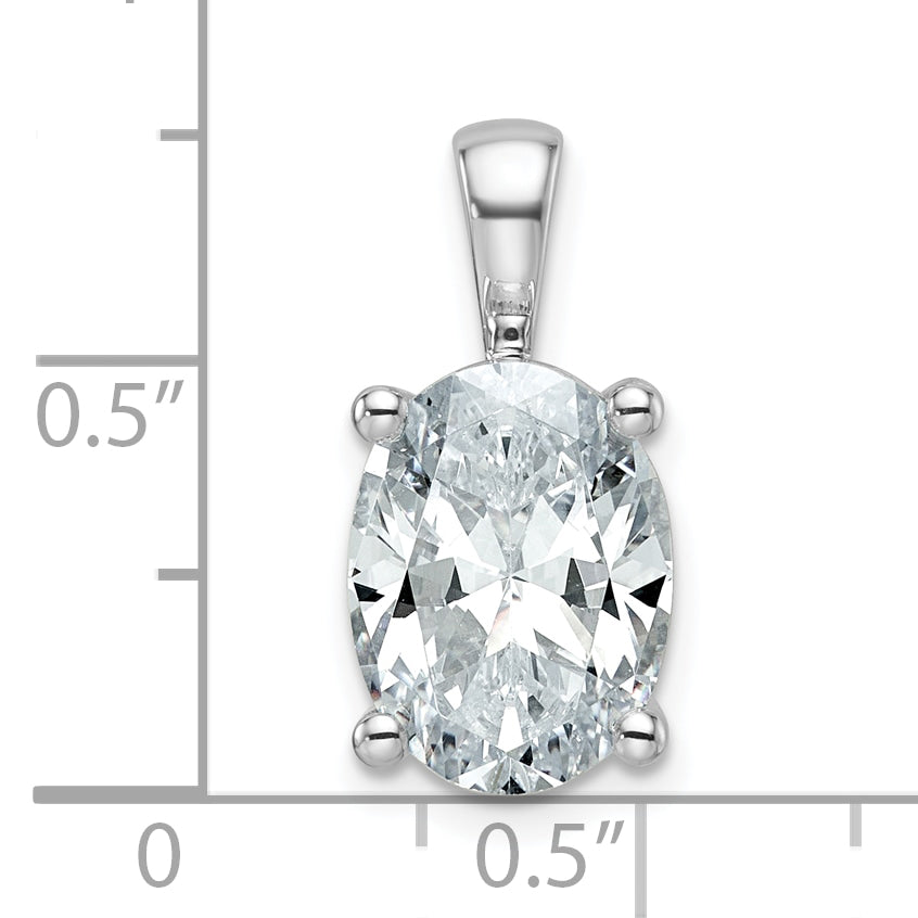 14k White Gold 4 carat Certified Lab Grown Diamond VS+ F+ Oval Complete Four Prong Pendant