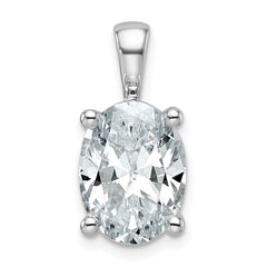 14k White Gold 4 carat Certified Lab Grown Diamond VS/SI+ G+ Oval Complete Four Prong Pendant