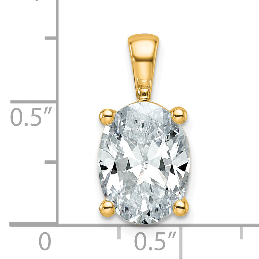 14k 4 carat Lab Grown Diamond VS+ F+ Oval Complete Four Prong Pendant
